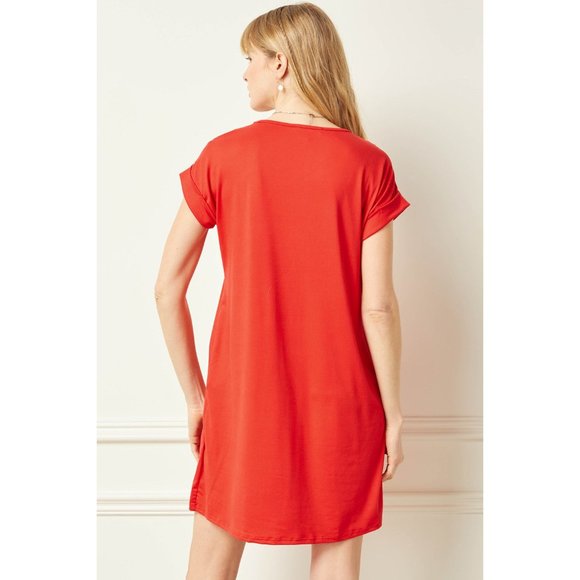 Entro Everyday Pocket Short Dress, Red - Picture 4 of 6